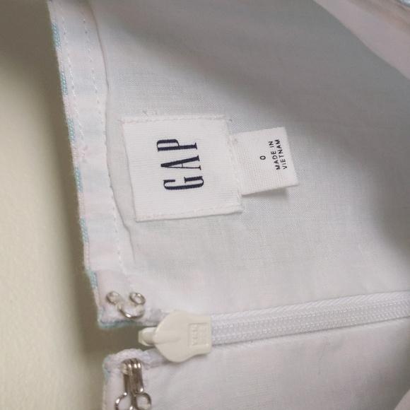 NEW Gap women's linen cotton blend aqua striped fit & flare dress size 0 - Picture 4 of 11